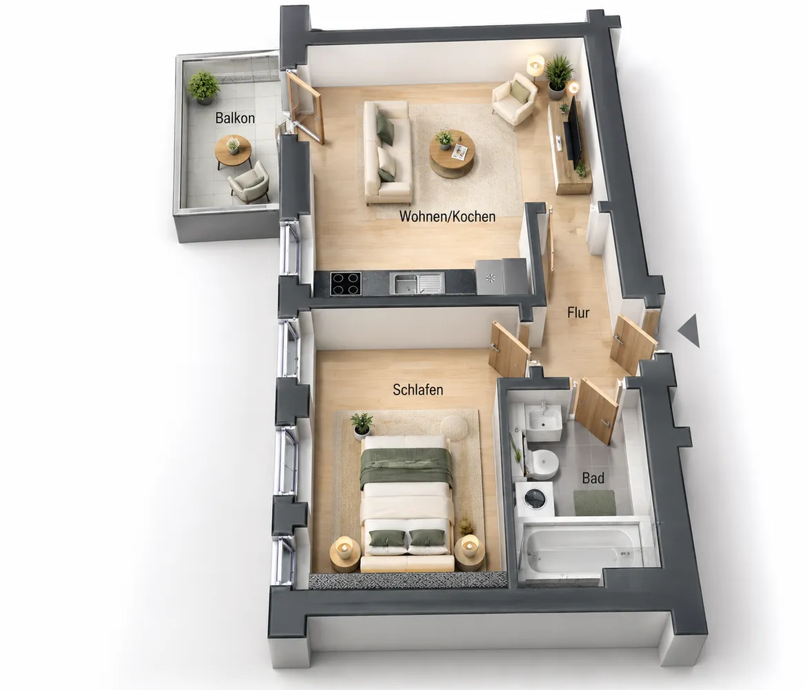 2 room apartment with 46 m² in Chemnitz – Photo 2