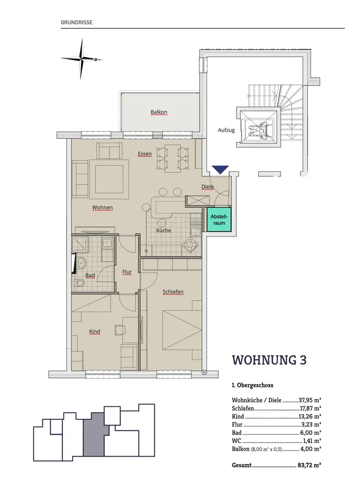 3 Zimmer Wohnung mit 83 m² in Frechen – Bild 1