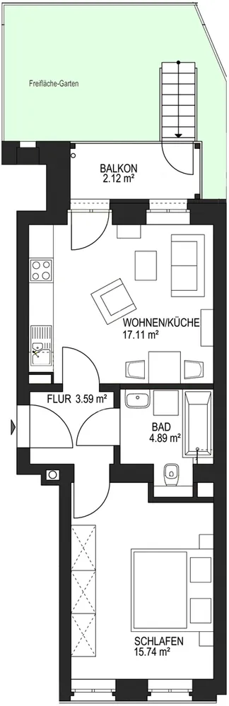 2 Zimmer Wohnung mit 43 m² in Leipzig – Bild 2