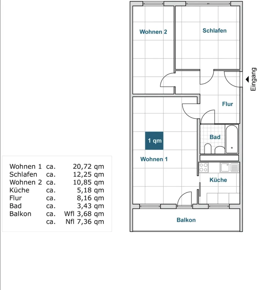 3 Zimmer Wohnung mit 64 m² in Dresden – Bild 2