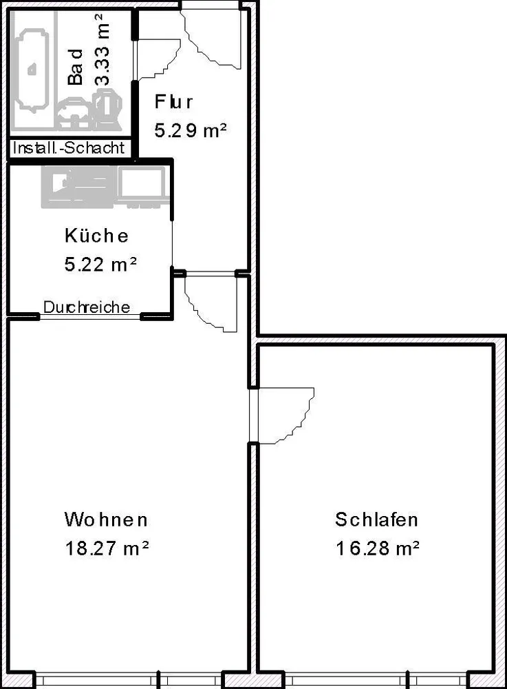 2 Zimmer Wohnung mit 48 m² in Magdeburg – Bild 3