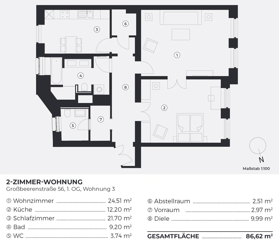 2 Zimmer Wohnung mit 90 m² in Berlin – Bild 4
