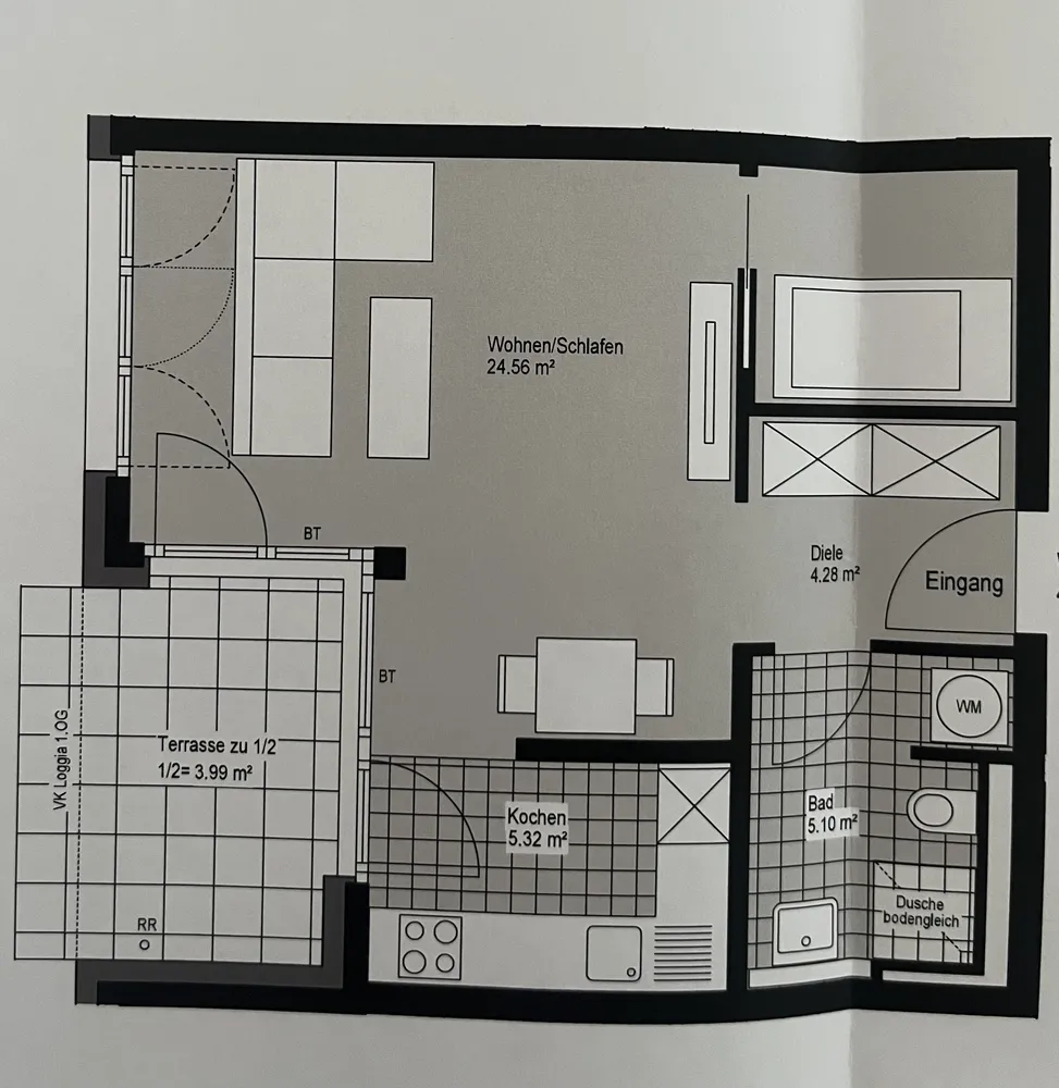 1 Zimmer Wohnung mit 44 m² in Augsburg – Bild 3