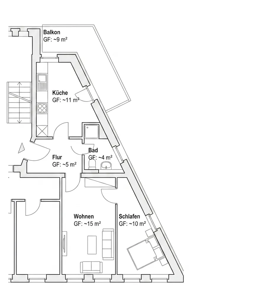 2 Zimmer Wohnung mit 49 m² in Leipzig – Bild 2