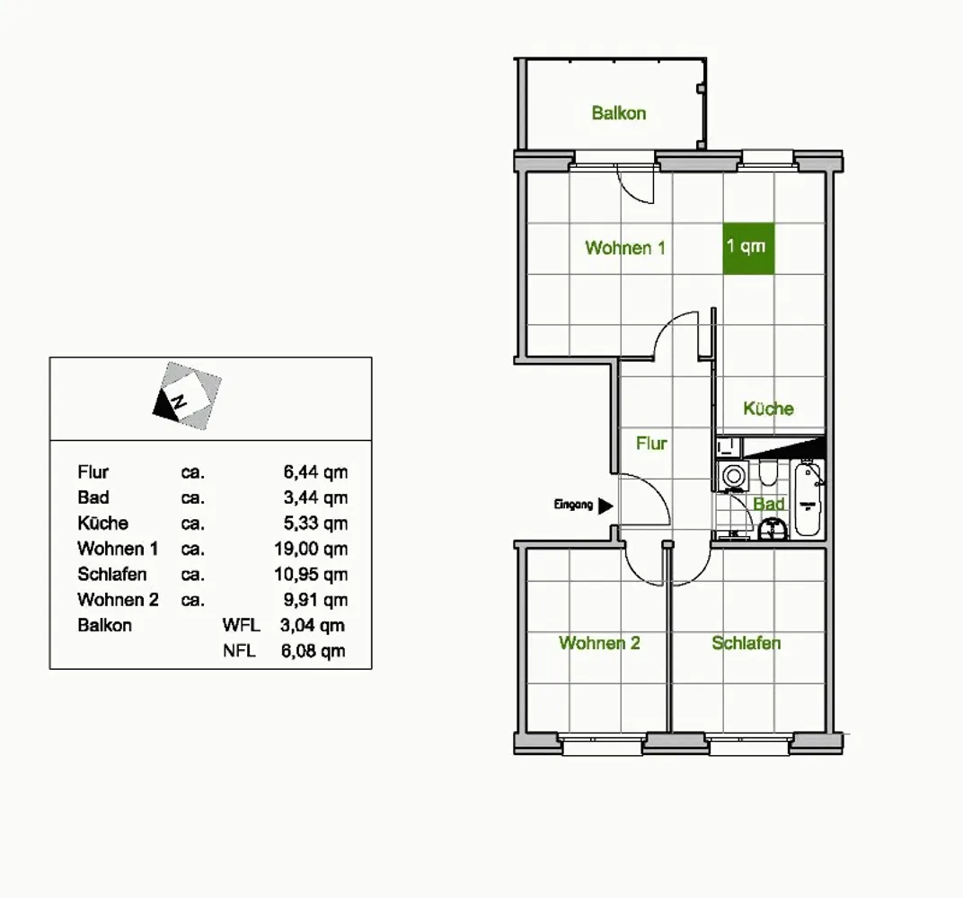 3 Zimmer Wohnung mit 58 m² in Dresden – Bild 3