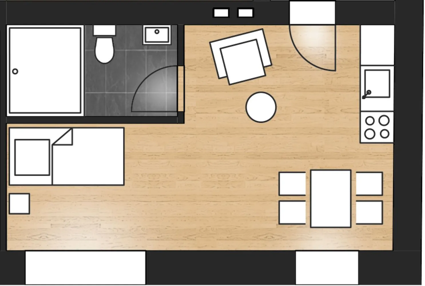 1 Zimmer Wohnung mit 26 m² in Duisburg – Bild 2