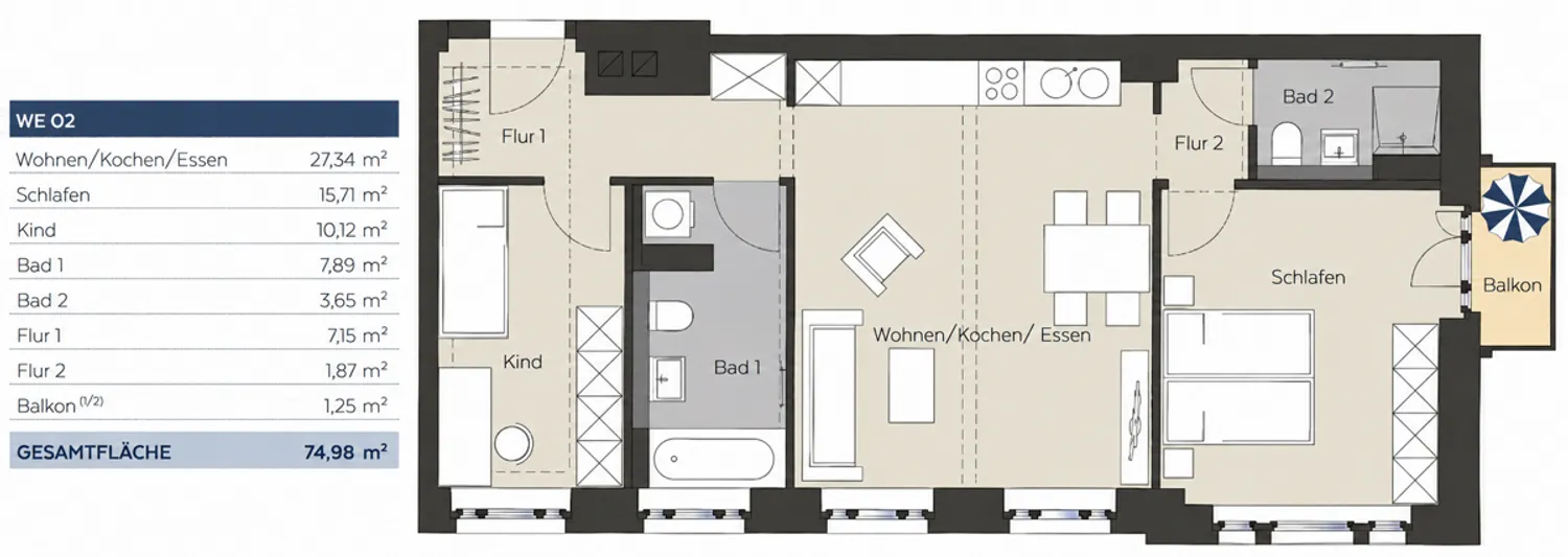 3 Zimmer Wohnung mit 75 m² in Leipzig – Bild 2