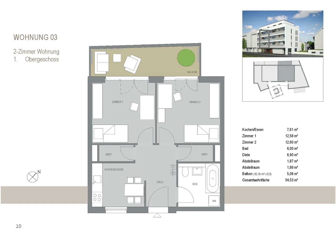 2 Zimmer Wohnung mit 55 m² in Freiburg im Breisgau – Bild 2