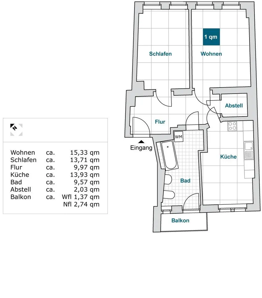 2 Zimmer Wohnung mit 66 m² in Dresden – Bild 2