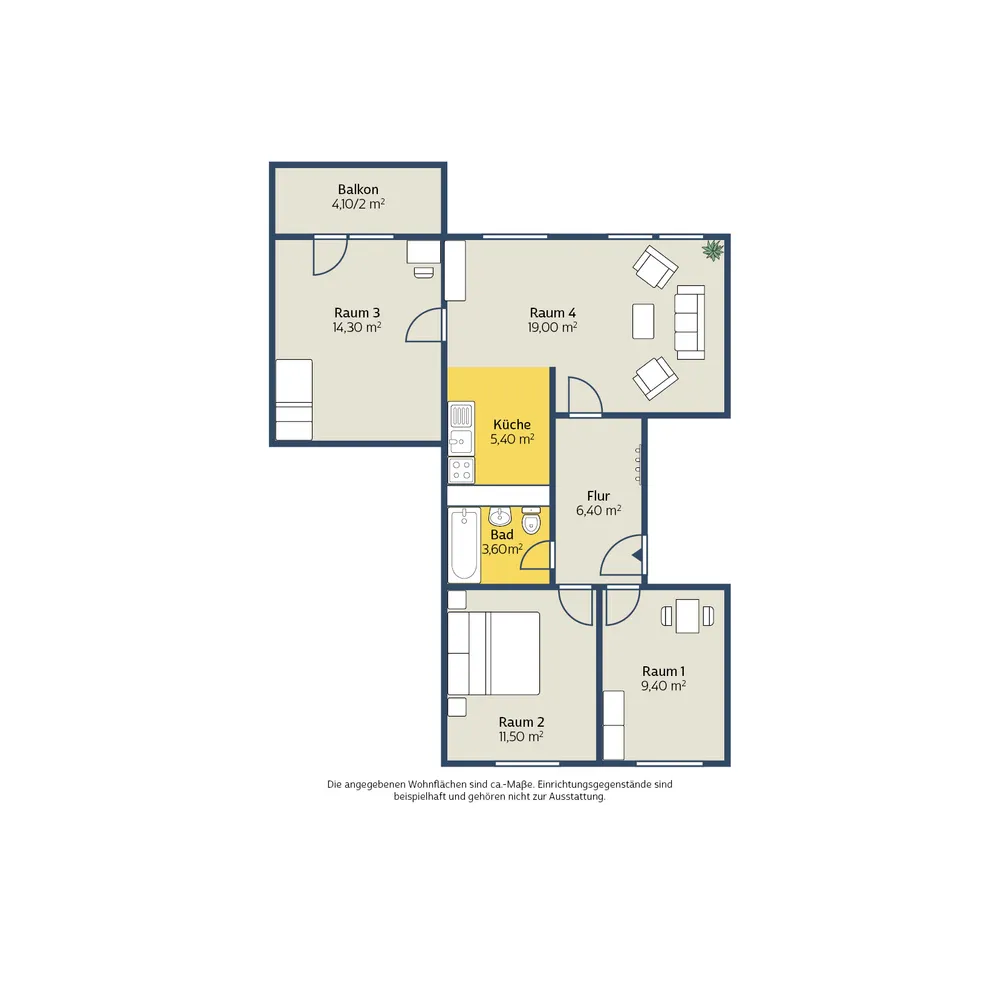 4 Zimmer Wohnung mit 69 m² in Leipzig – Bild 2