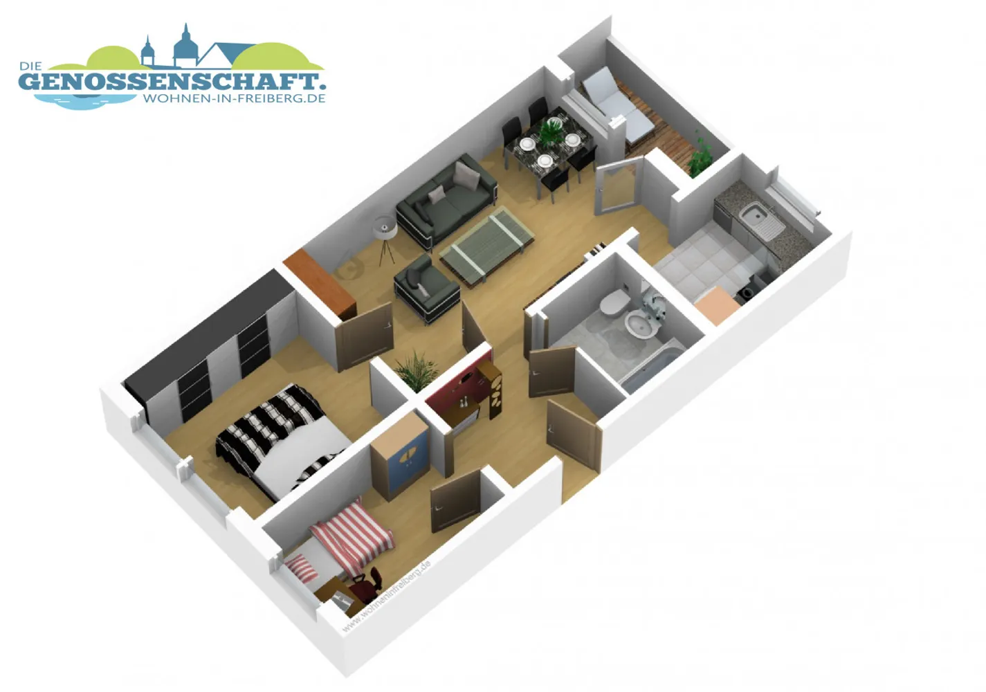 3 Zimmer Wohnung mit 55 m² in Freiberg – Bild 6