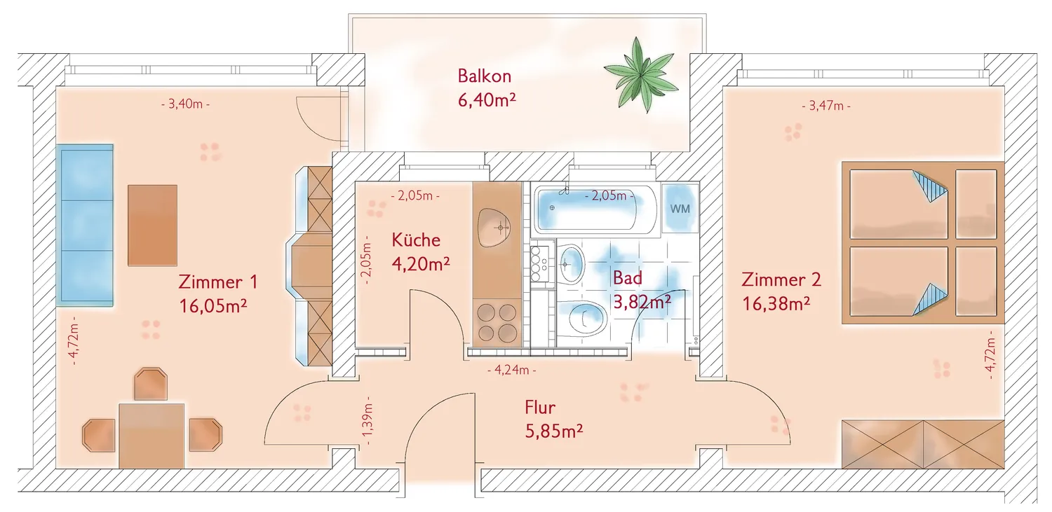 2 Zimmer Wohnung mit 50 m² in Frankfurt (Oder) – Bild 3