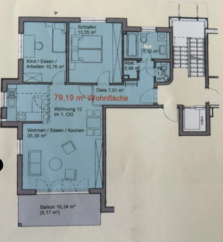 3 Zimmer Wohnung mit 79 m² in Göppingen – Bild 2