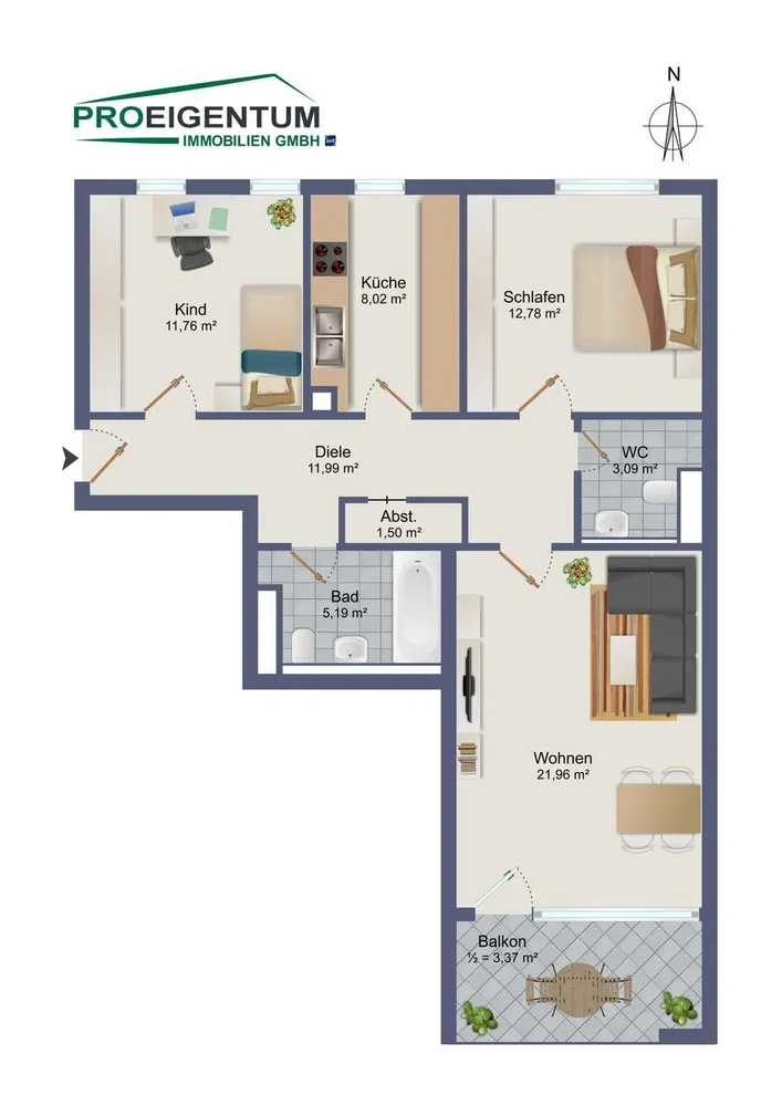 3 Zimmer Wohnung mit 80 m² in München – Bild 3