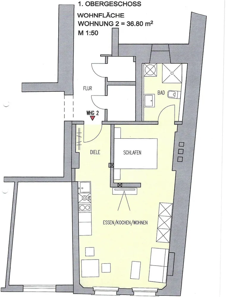 2 Zimmer Wohnung mit 37 m² in Lindau – Bild 2
