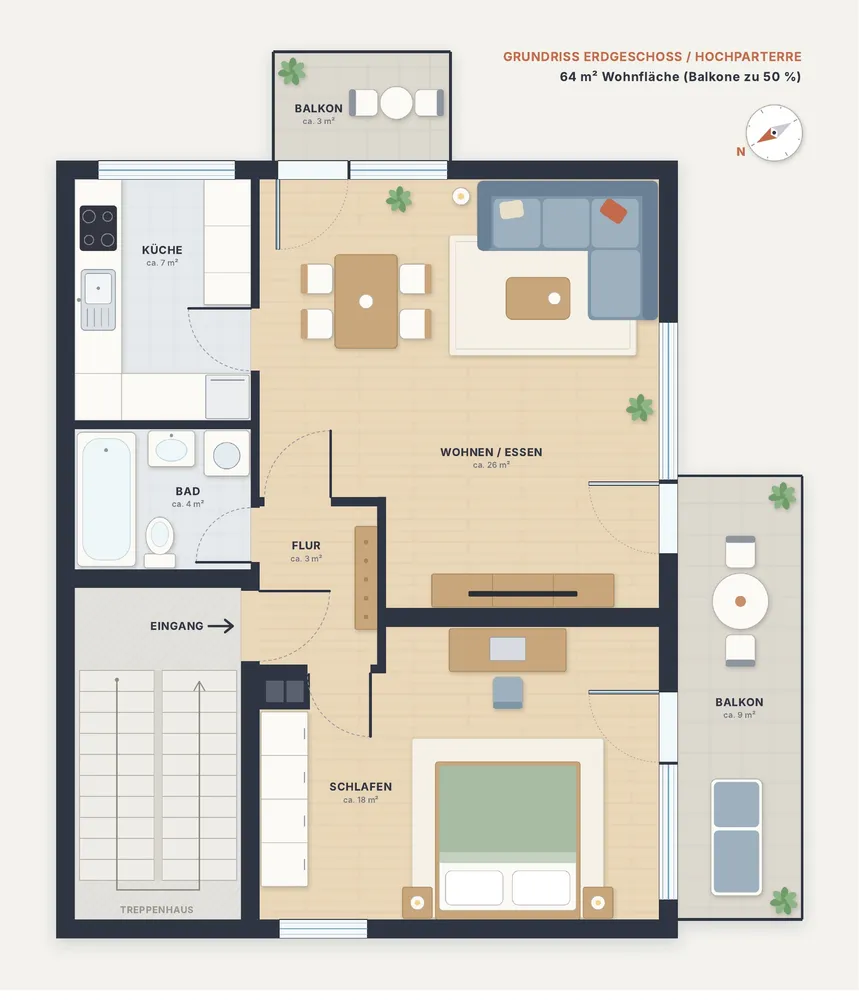 2 Zimmer Wohnung mit 64 m² in Stuttgart – Bild 2