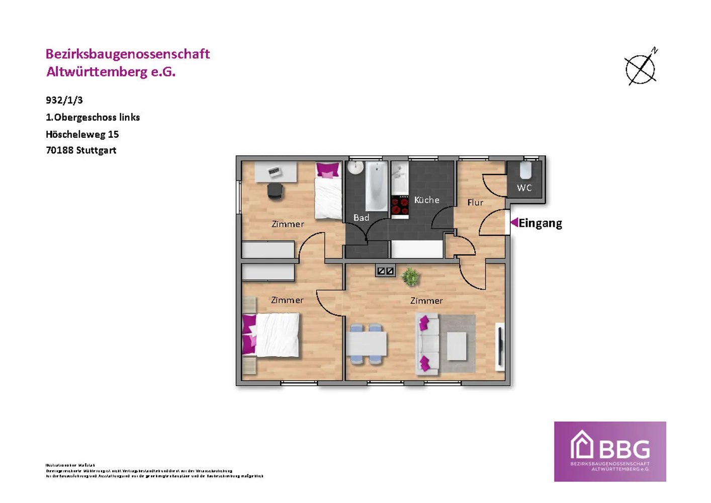 3 Zimmer Wohnung mit 61 m² in Stuttgart – Bild 3