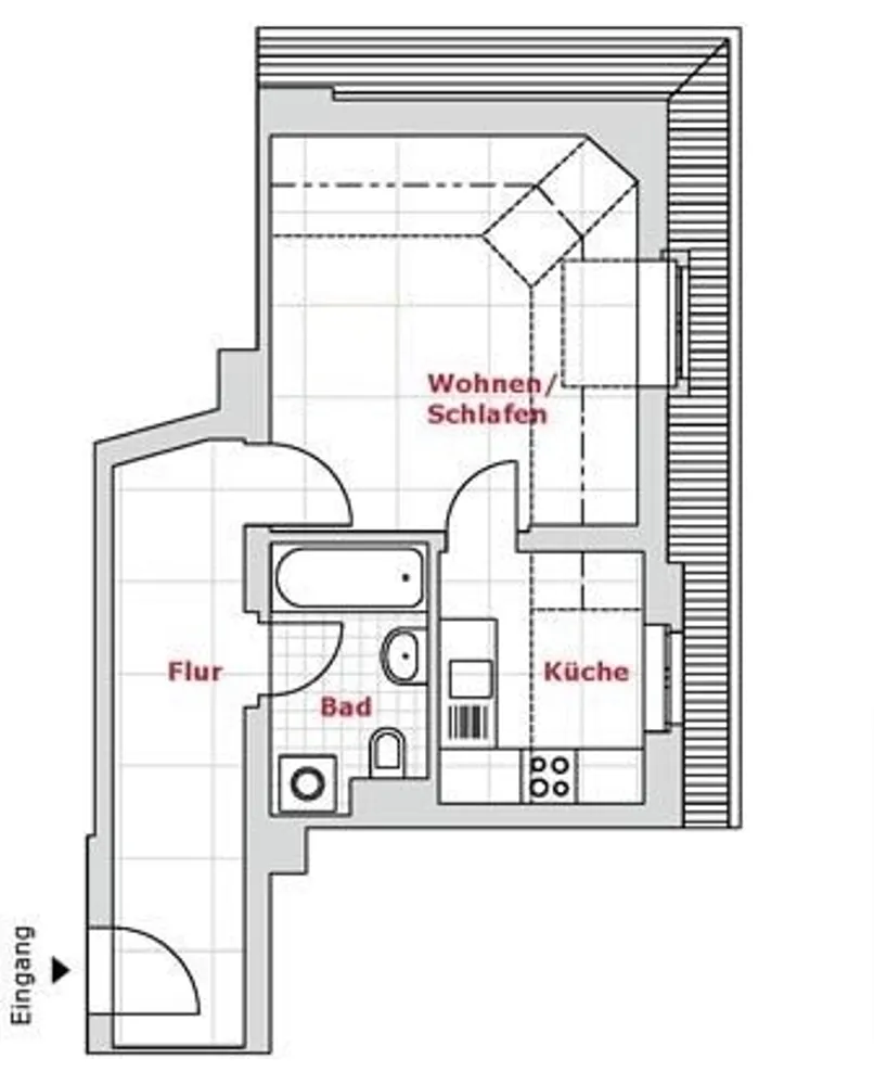 1 room apartment with 35 m² in Dresden – Photo 5