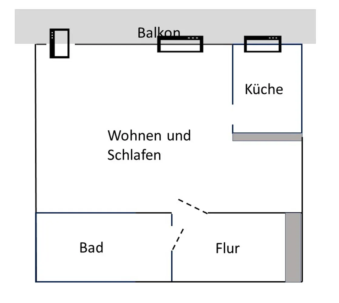 1 Zimmer Wohnung mit 31 m² in Regensburg – Bild 1