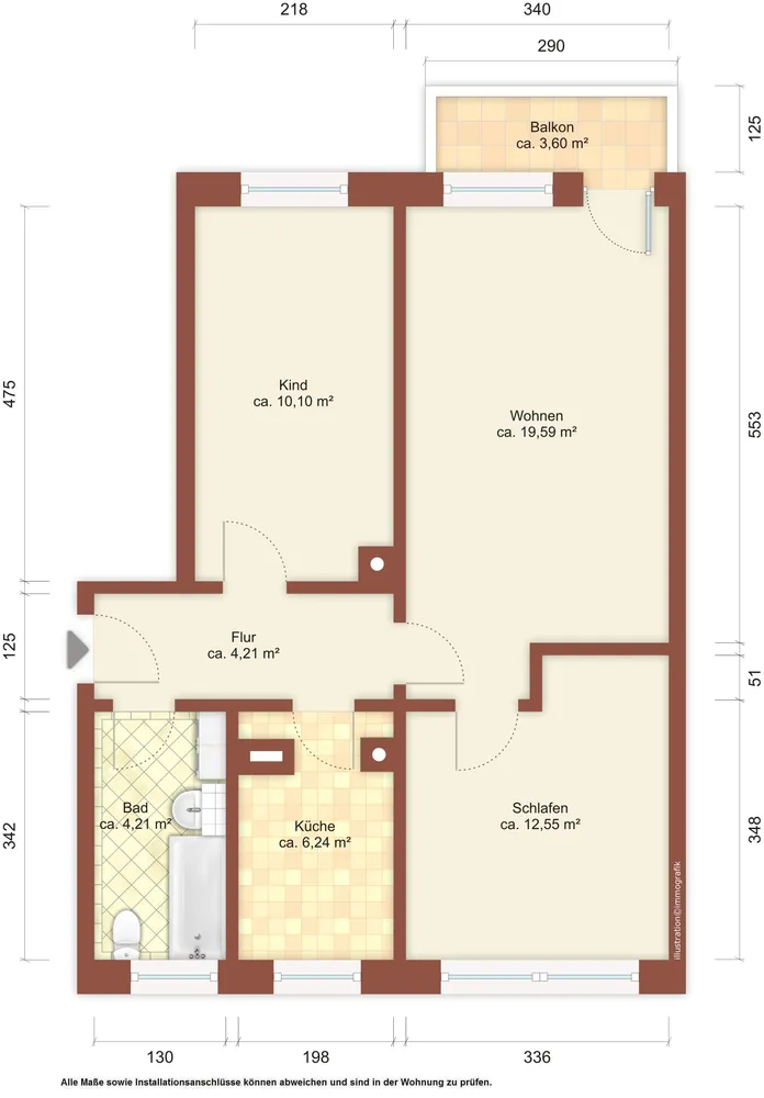 3 Zimmer Wohnung mit 59 m² in Löbau – Bild 2