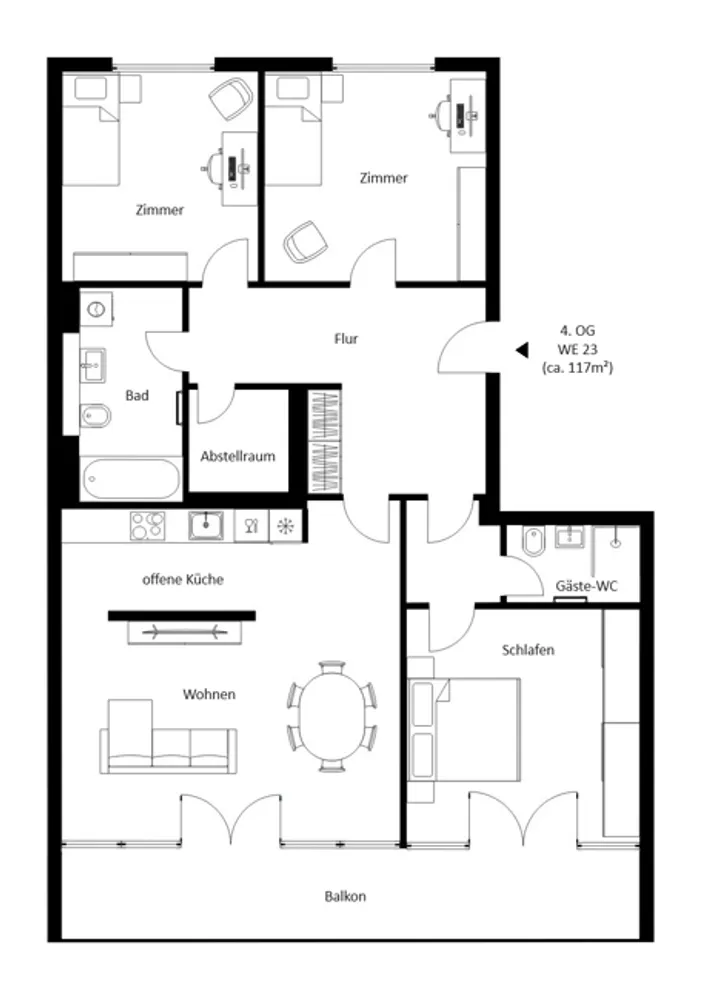 4 Zimmer Wohnung mit 117 m² in Leipzig – Bild 2