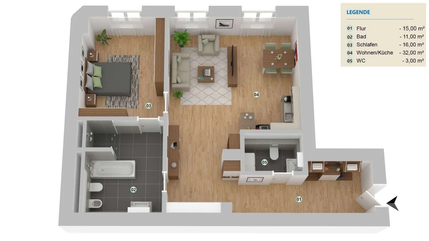 2 Zimmer Wohnung mit 77 m² in Einbeck – Bild 3