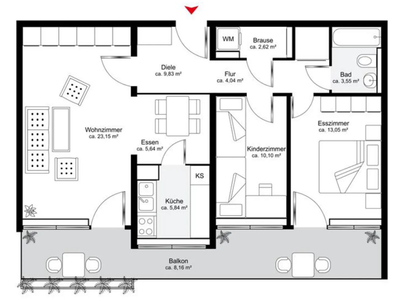 3 Zimmer Wohnung mit 83 m² in München – Bild 2