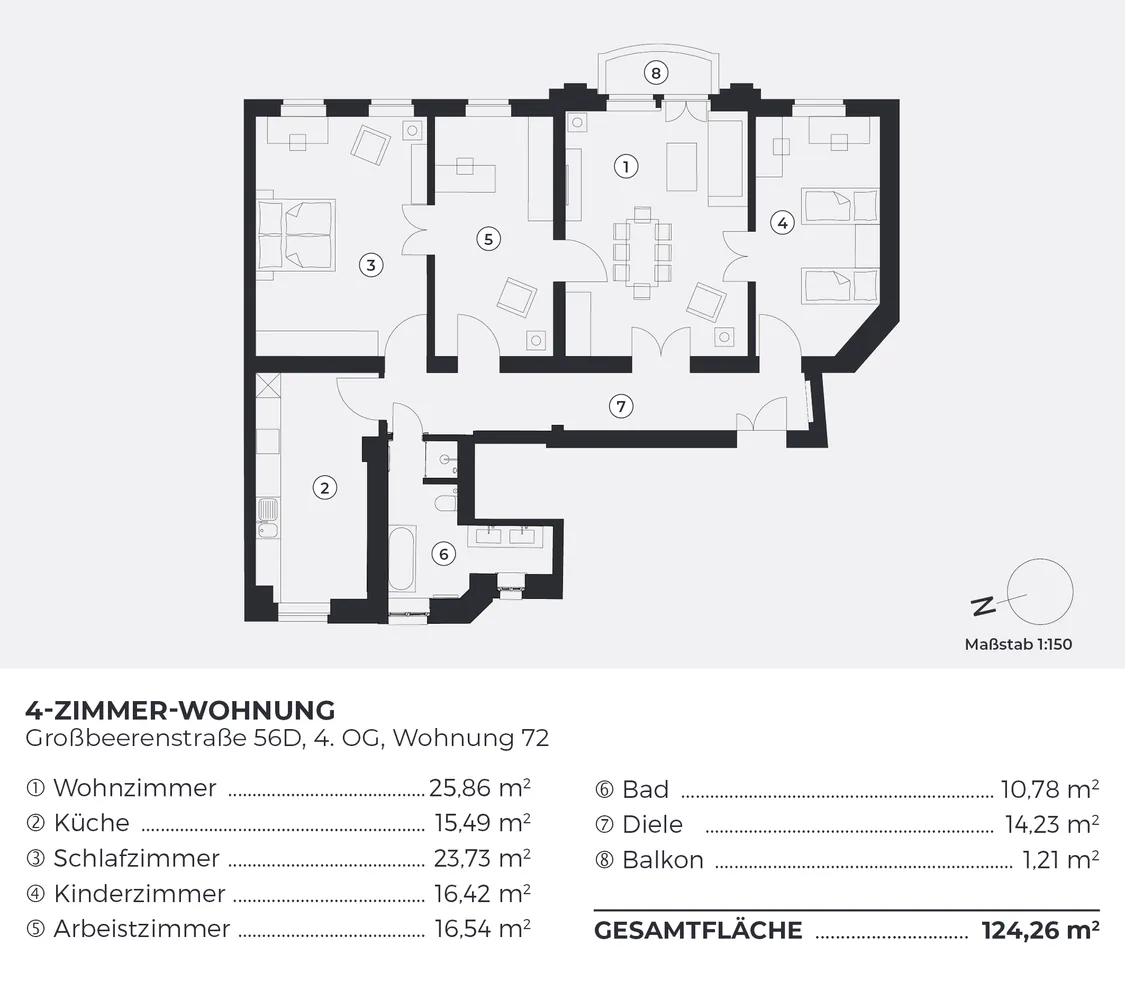 4 Zimmer Wohnung mit 127 m² in Berlin – Bild 7