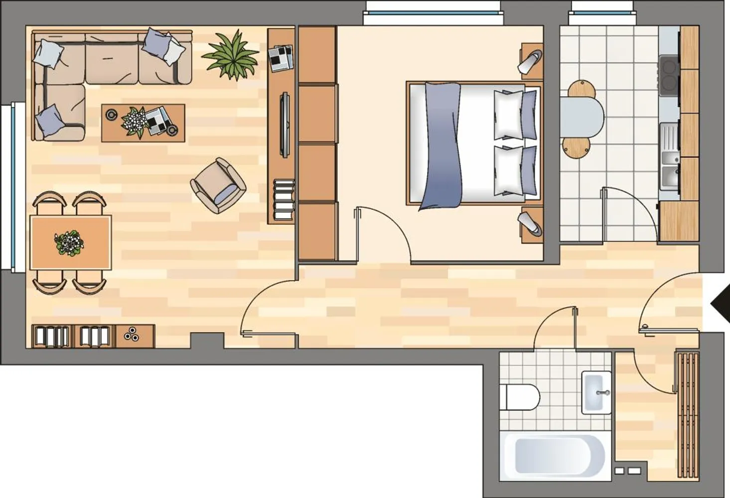 2 Zimmer Wohnung mit 60 m² in Flensburg – Bild 2