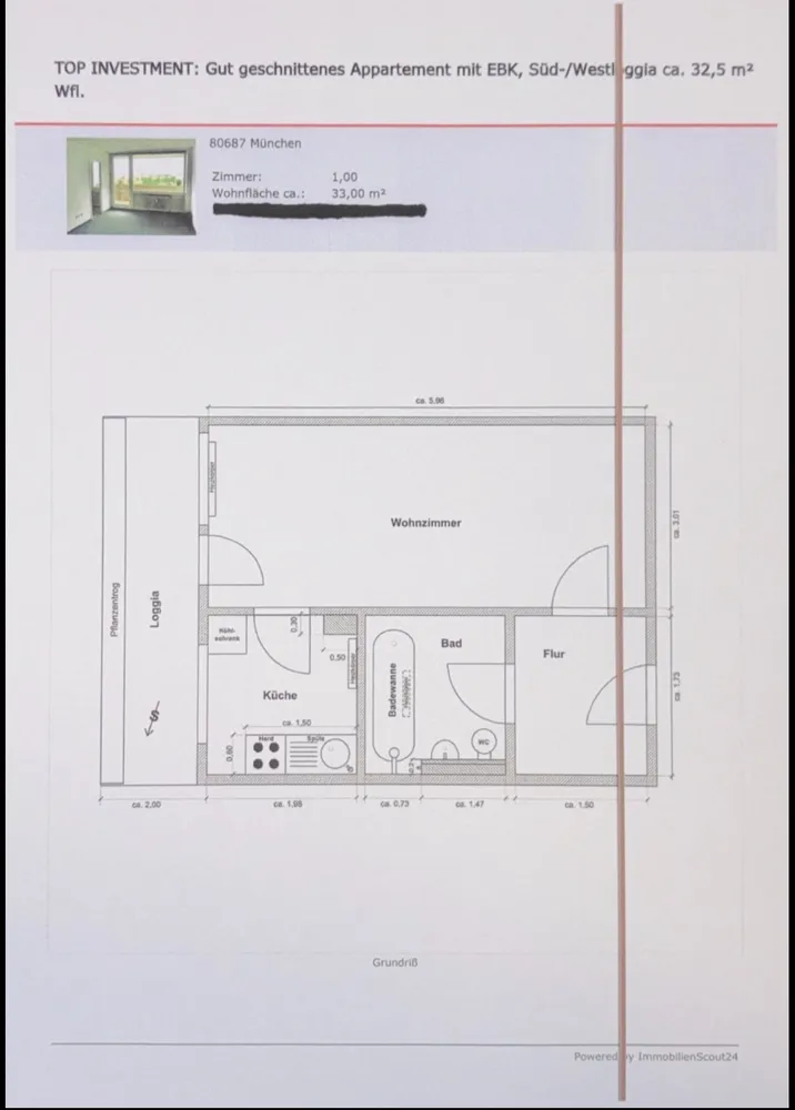 1 Zimmer Wohnung mit 33 m² in München – Bild 3