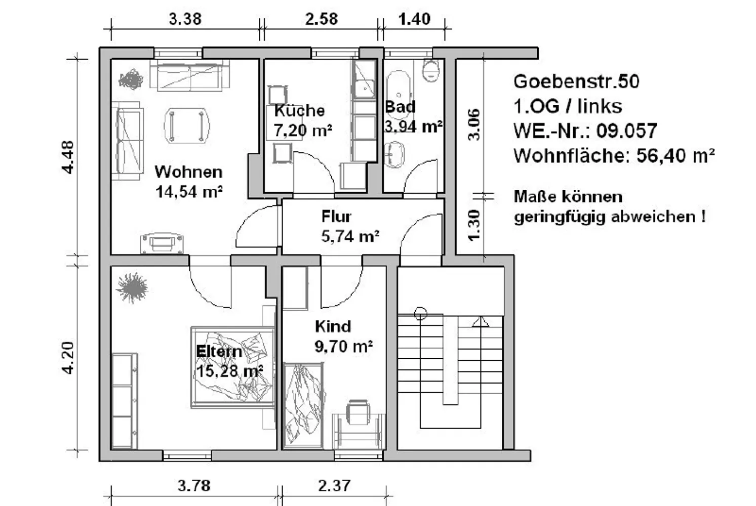 3 Zimmer Wohnung mit 56 m² in Minden – Bild 8