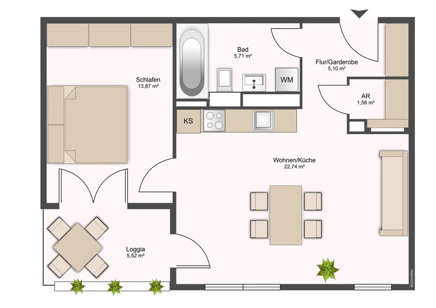 2 Zimmer Wohnung mit 52 m² in Dresden – Bild 2