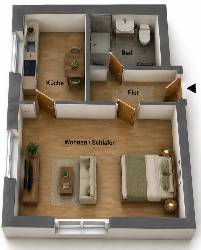 1 Zimmer Wohnung mit 31 m² in Magdeburg – Bild 3