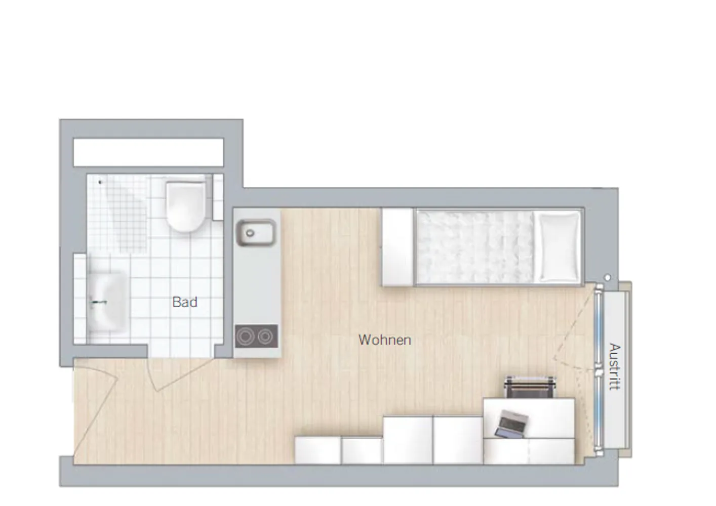 1 room apartment with 18 m² in Munich – Photo 1