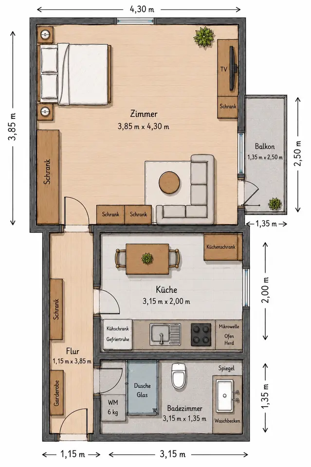 Studio mit 34 m² in Wernigerode – Bild 10