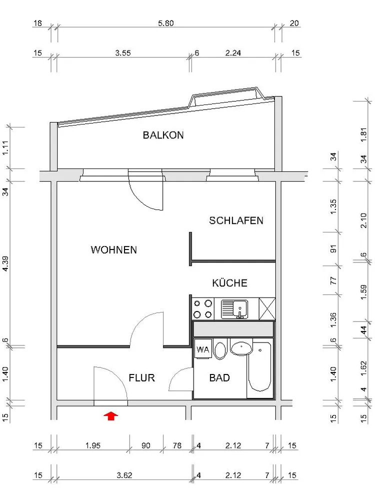 1 room apartment with 37 m² in Chemnitz – Photo 4