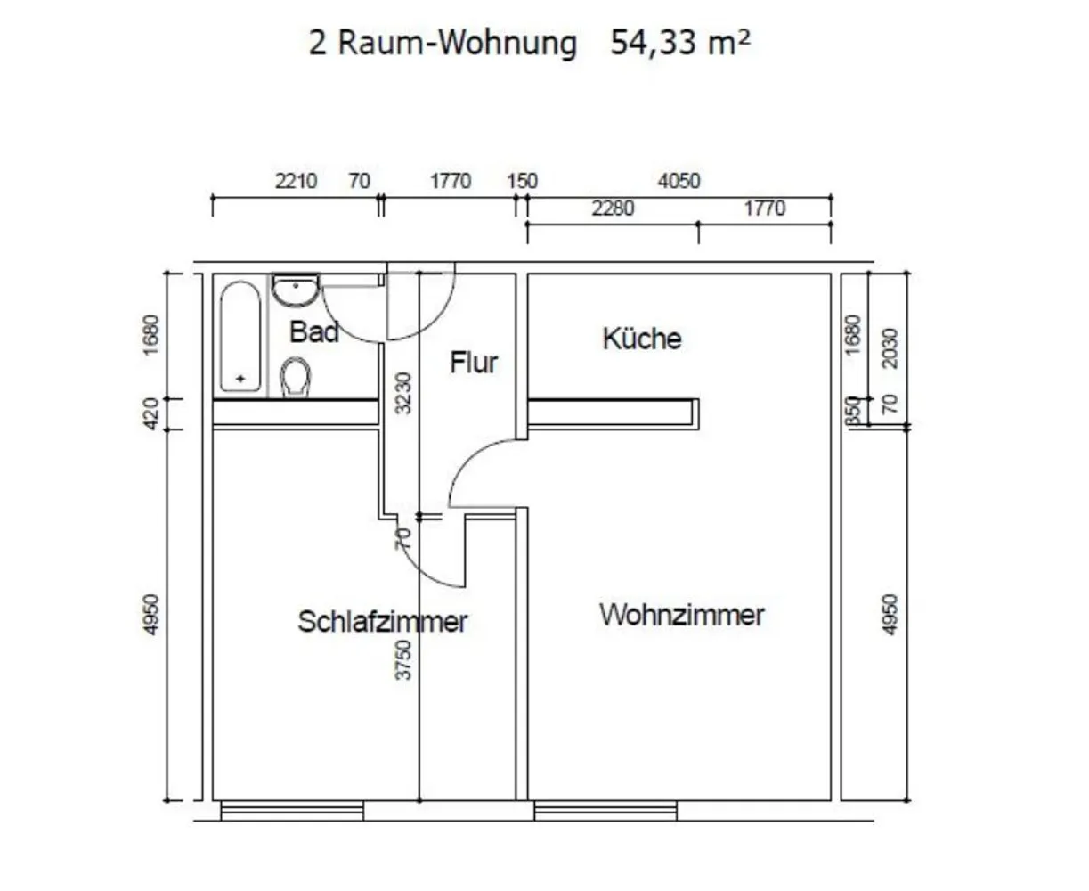 2 Zimmer Wohnung mit 54 m² in Suhl – Bild 2