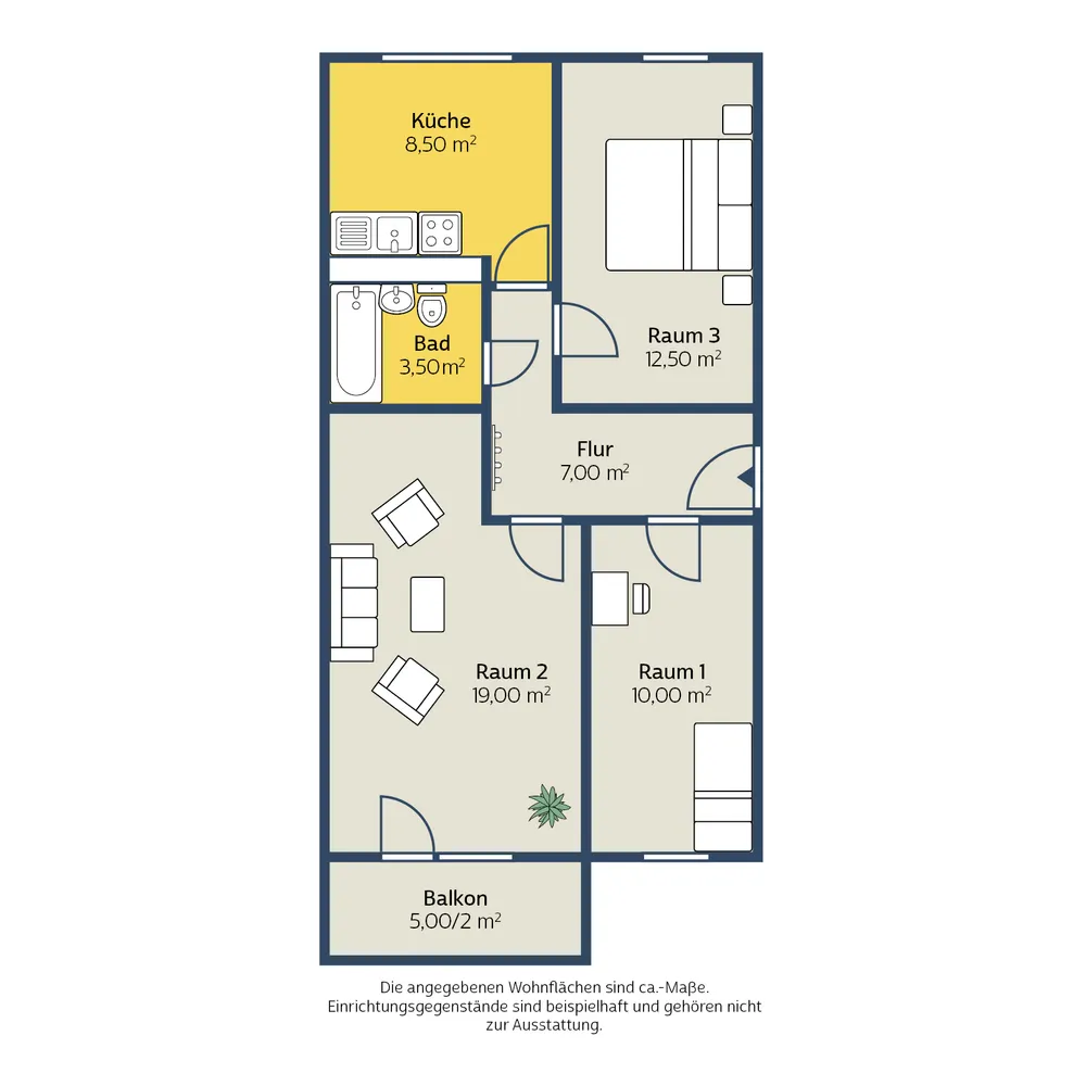 3 Zimmer Wohnung mit 62 m² in Leipzig – Bild 2