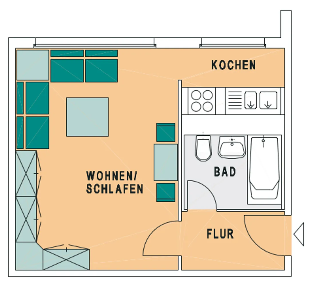 1 room apartment with 27 m² in Dresden – Photo 5
