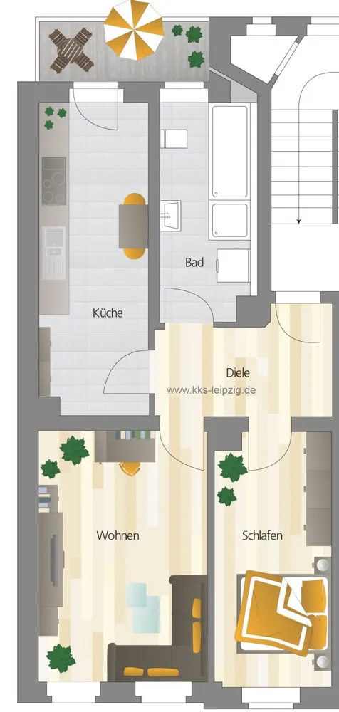 2 room apartment with 60 m² in Leipzig – Photo 2