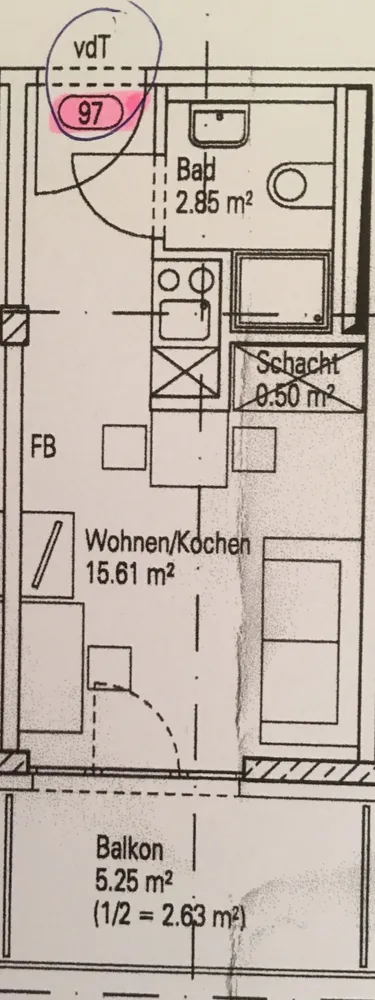 1 Zimmer Wohnung mit 21 m² in München – Bild 2