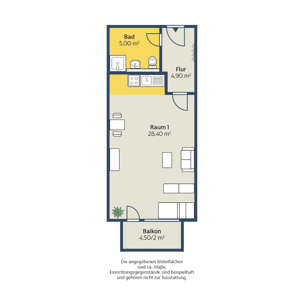 1 Zimmer Wohnung mit 39 m² in Leipzig – Bild 2