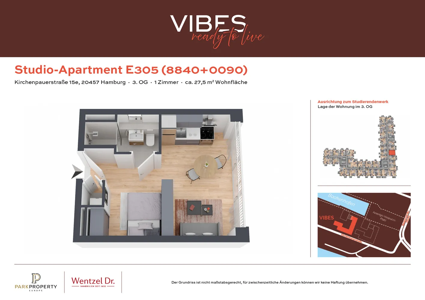 1 Zimmer Wohnung mit 28 m² in Hamburg – Bild 1