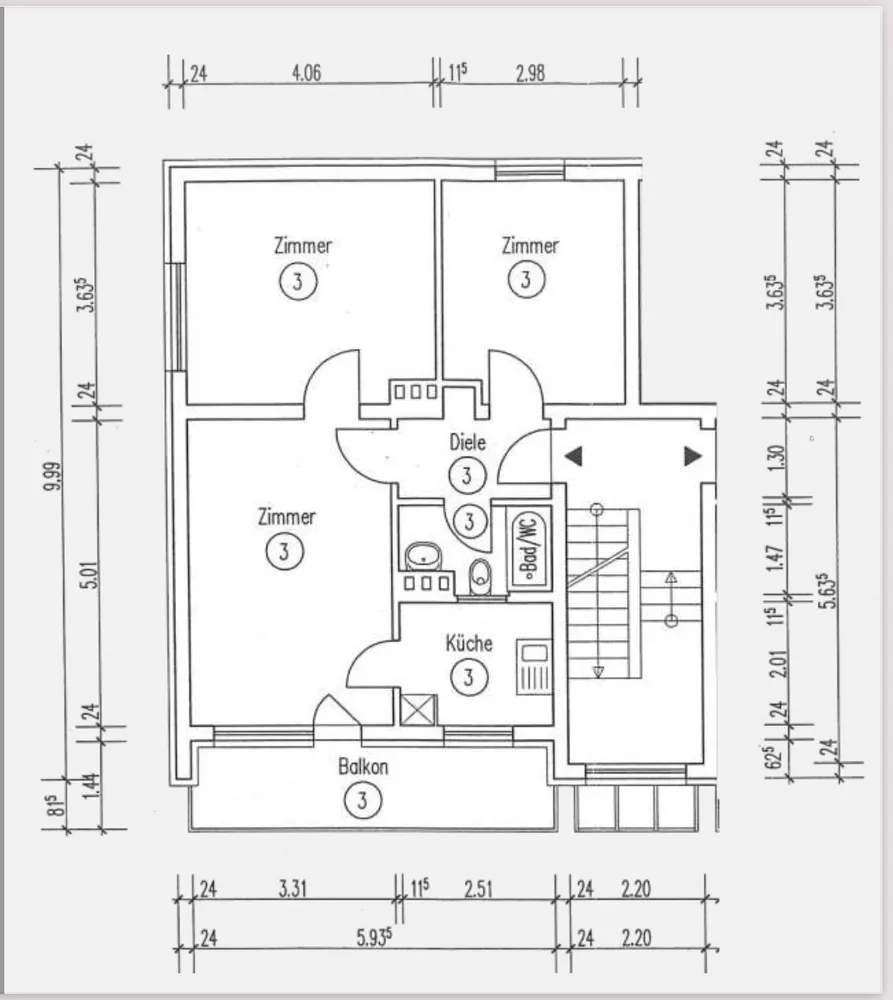 3 Zimmer Wohnung mit 58 m² in Düsseldorf – Bild 2