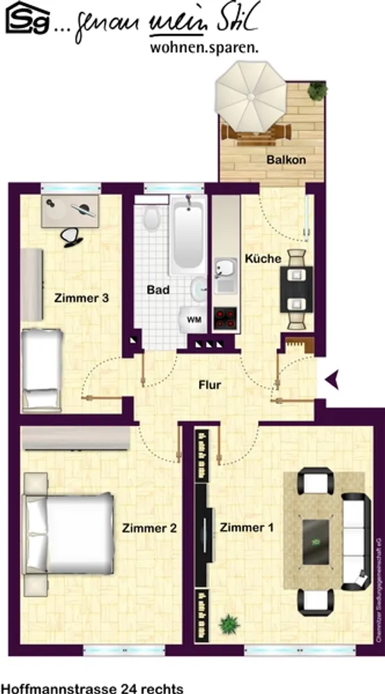 3 room apartment with 60 m² in Chemnitz – Photo 3
