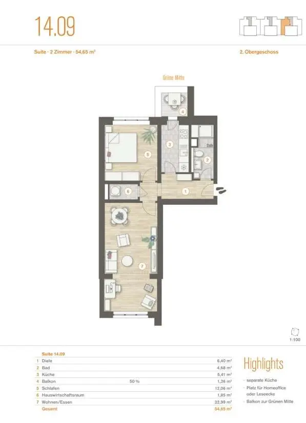 2 Zimmer Wohnung mit 55 m² in Rathenow – Bild 8
