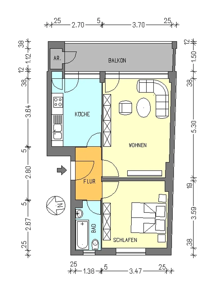 2 room apartment with 51 m² in Berlin – Photo 2
