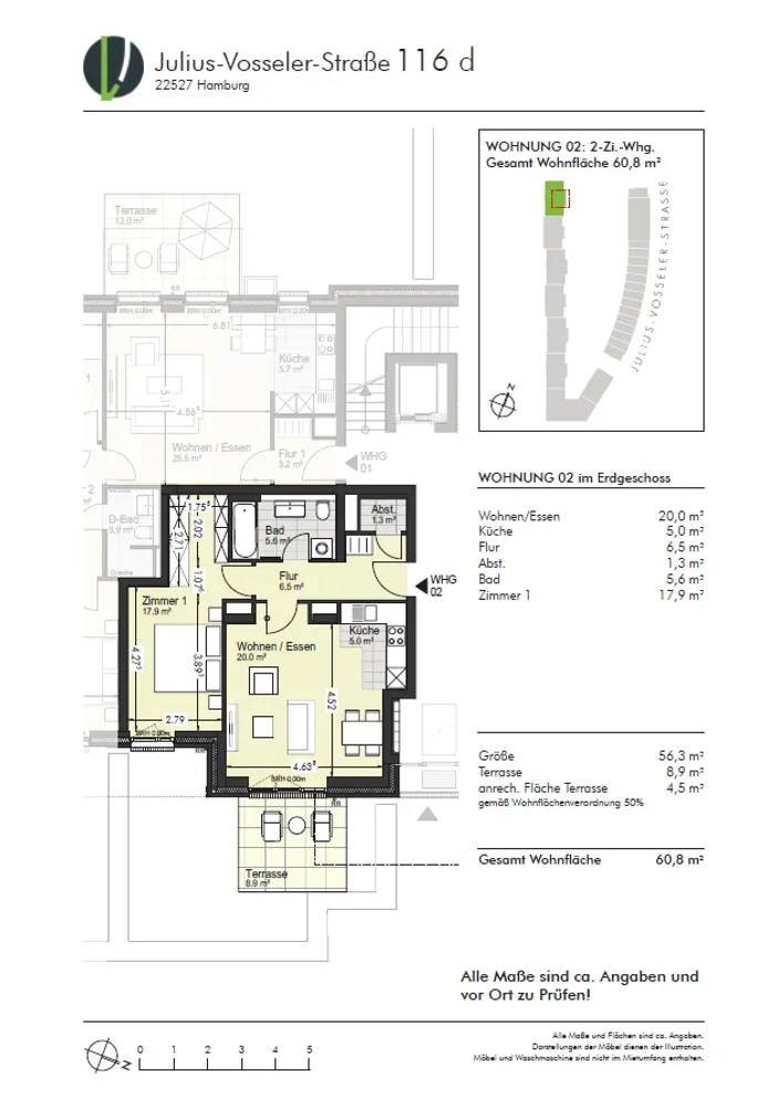 2 Zimmer Wohnung mit 61 m² in Hamburg – Bild 2