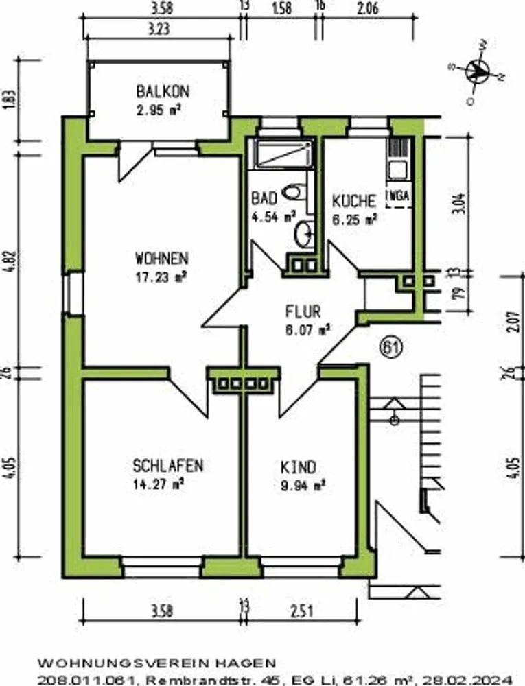 4 Zimmer Wohnung mit 61 m² in Hagen – Bild 3