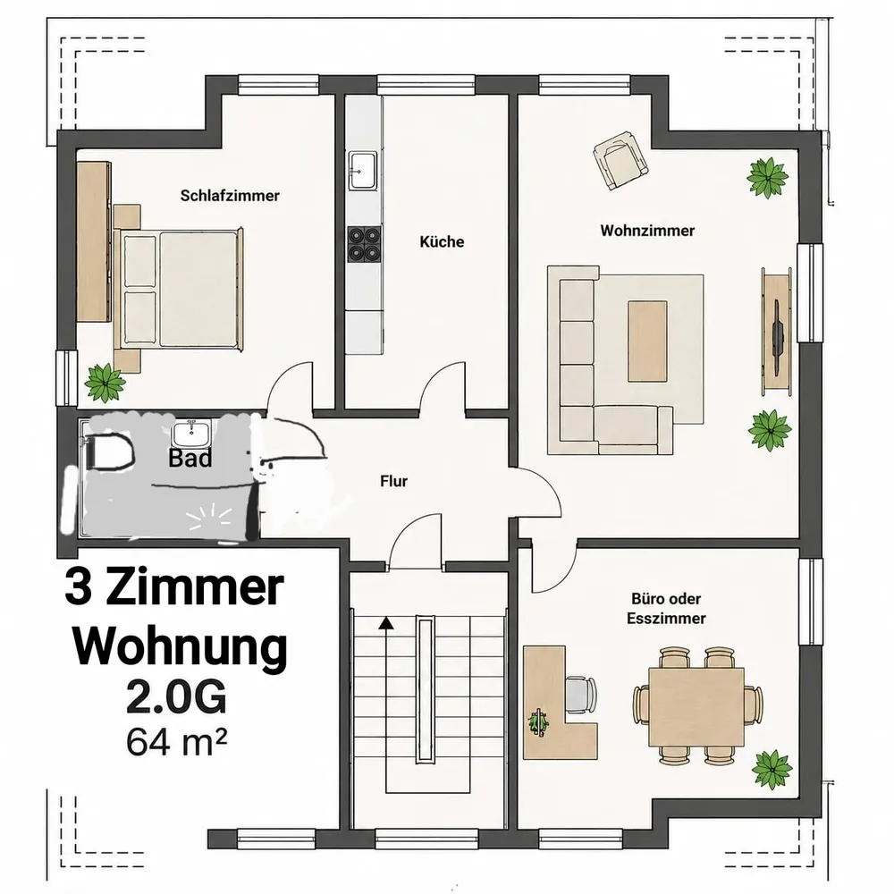 3 Zimmer Wohnung mit 64 m² in Ludwigsburg – Bild 3